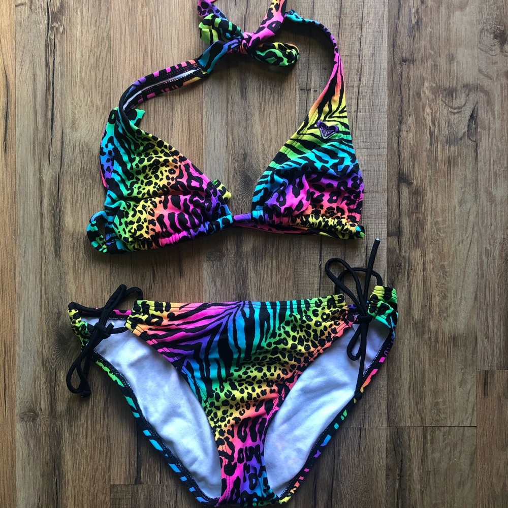Roxy Rainbow Animal Print Bikini Set